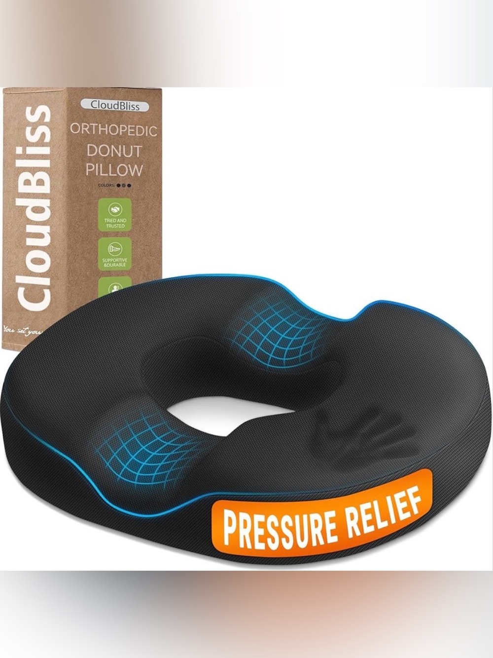 CloudBliss Orthopedic Donut Pillow for Pressure Relief